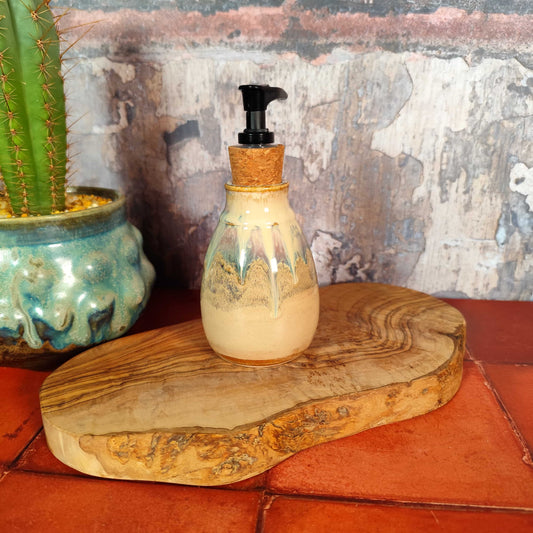 Handmade ceramic bathroom dispenser, supporting Welsh makers