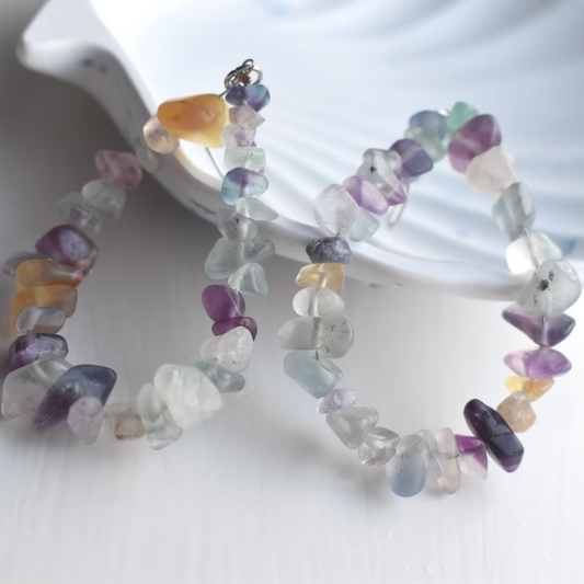 Lightweight fluorite boho earrings gift for her, made in Wales