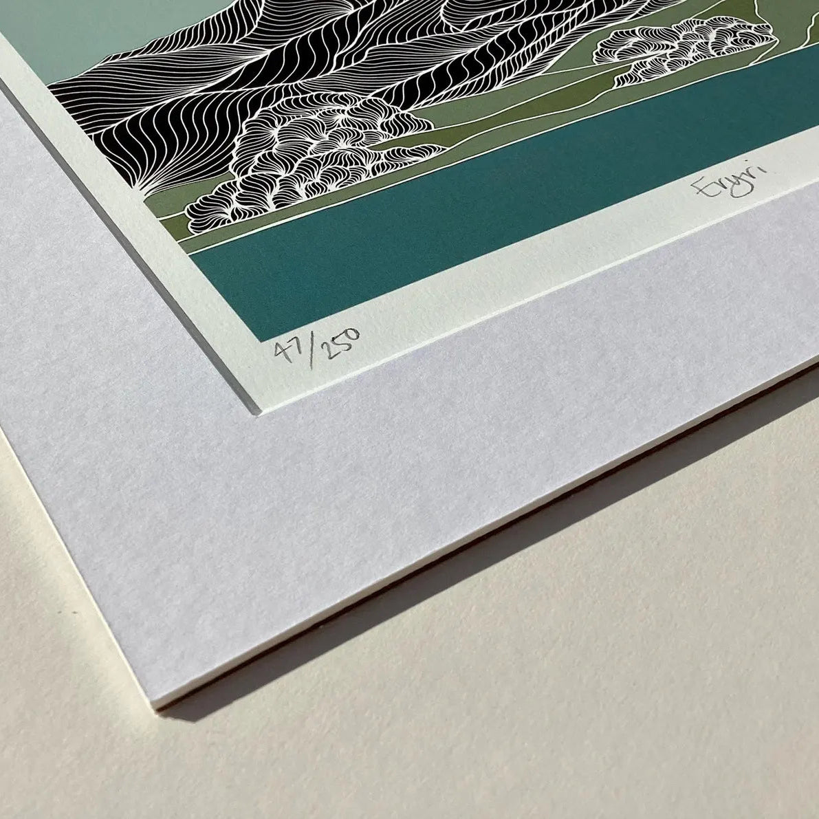 Mounted Welsh mountain art print perfect gift for outdoor enthusiasts.