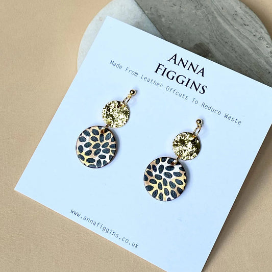 Handmade sustainable leather earrings supporting small business