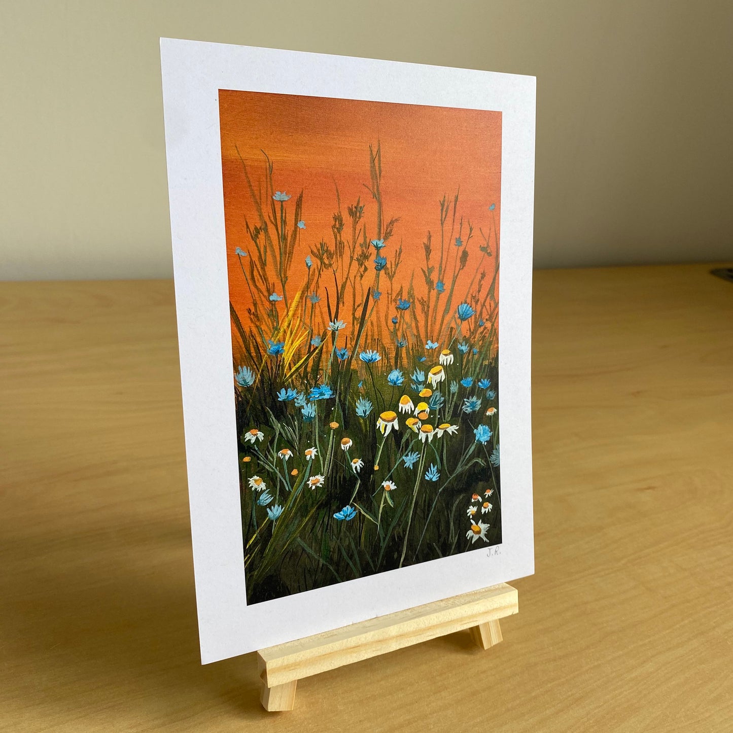 Warm countryside wall art print for calm home décor, made in Wales.