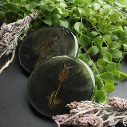 Unique botanical coaster, gift for her, small business handmade homeware