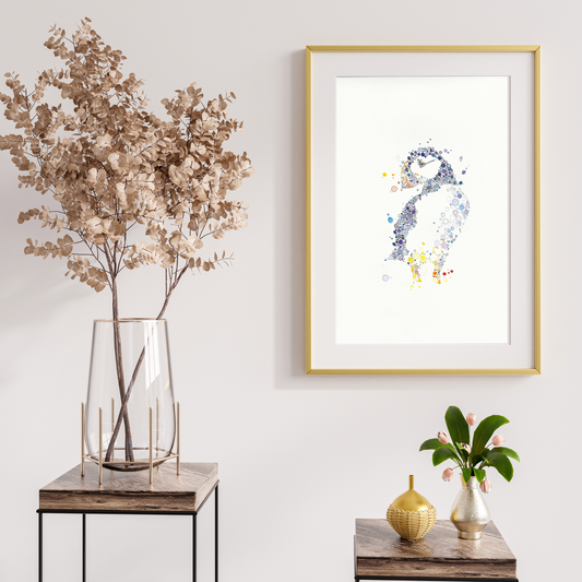 Puffin Dot Watercolour Art Print