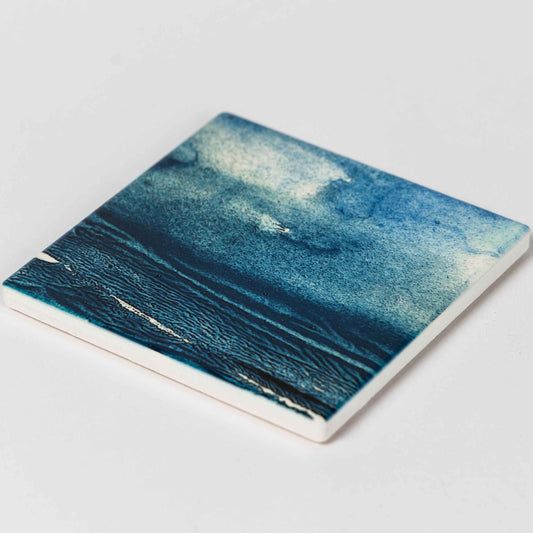 Inky Seascape Ceramic Coaster