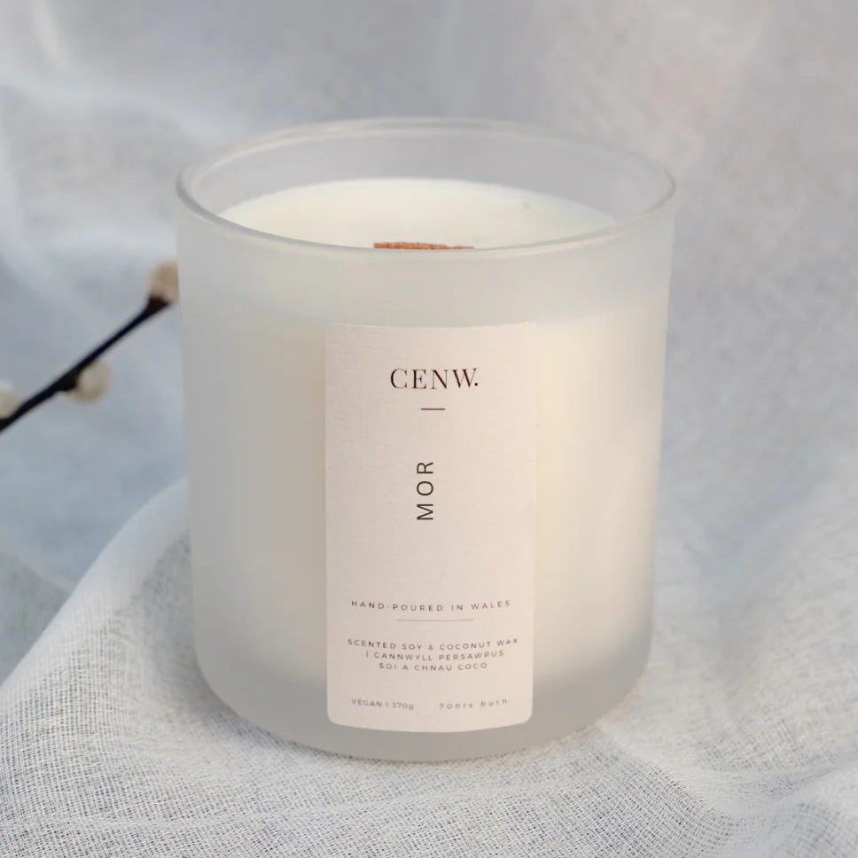 sea salt sage and musk soy candle hand-poured in Wales