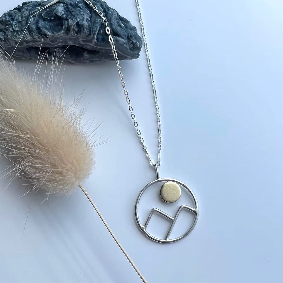 Minimalist mountain necklace handmade in Wales – shop small jewellery gift for her