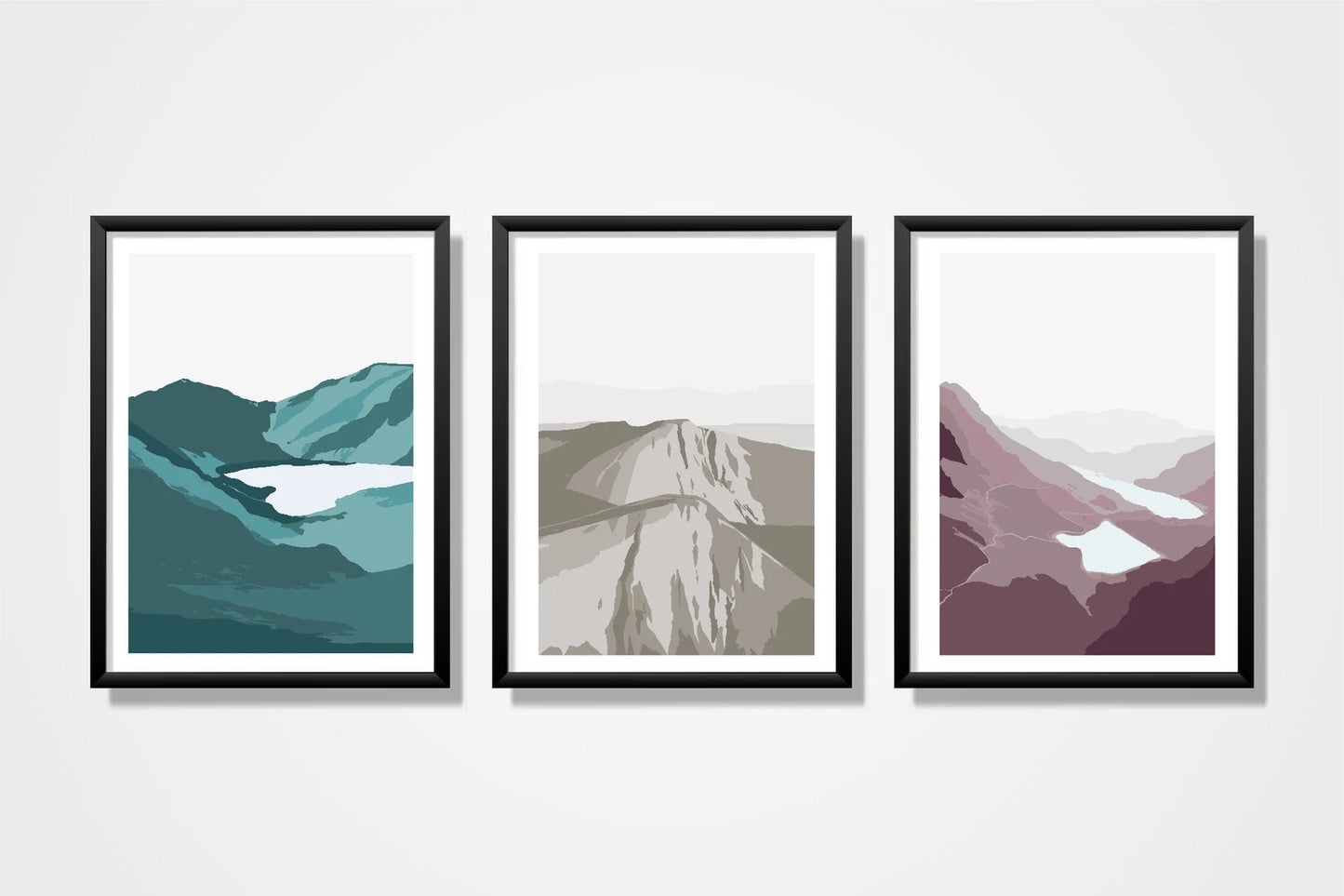 mountain art print, ideal for outdoor enthusiasts. perfect gift for outdoor adventurers, set of three art prints for home decor