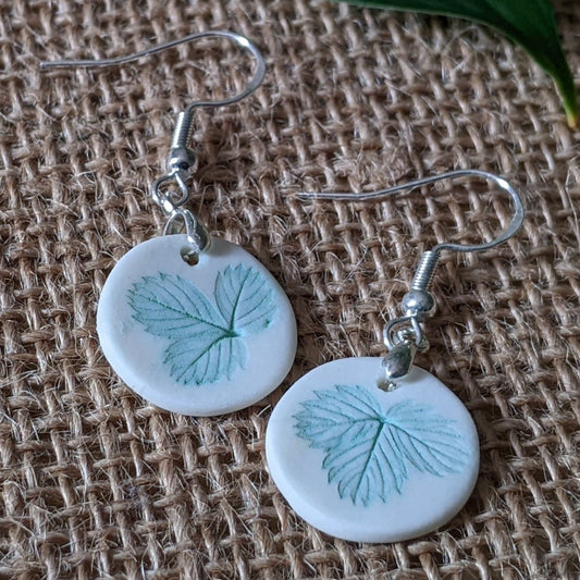 Porcelain Leaf Print Earrings