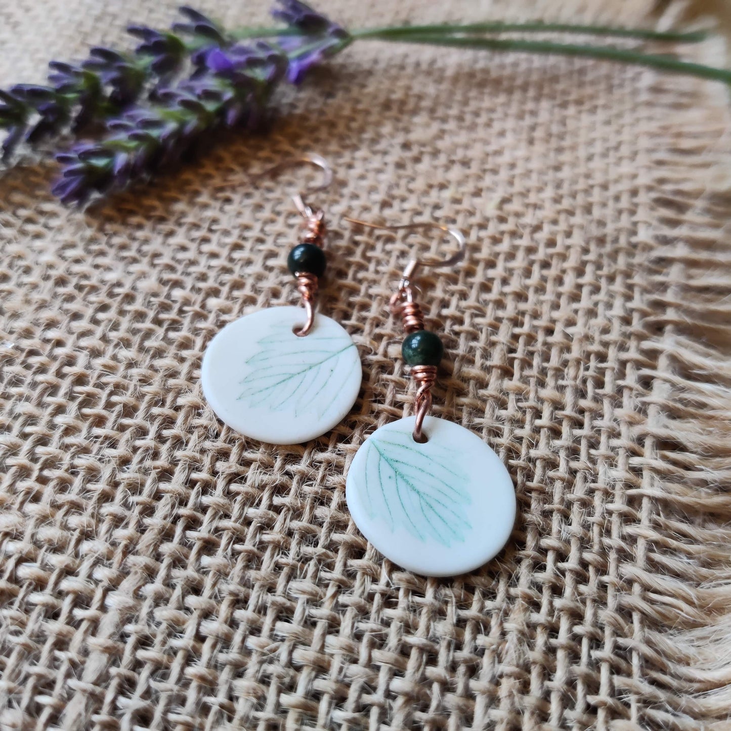 Porcelain Leaf Print Earrings