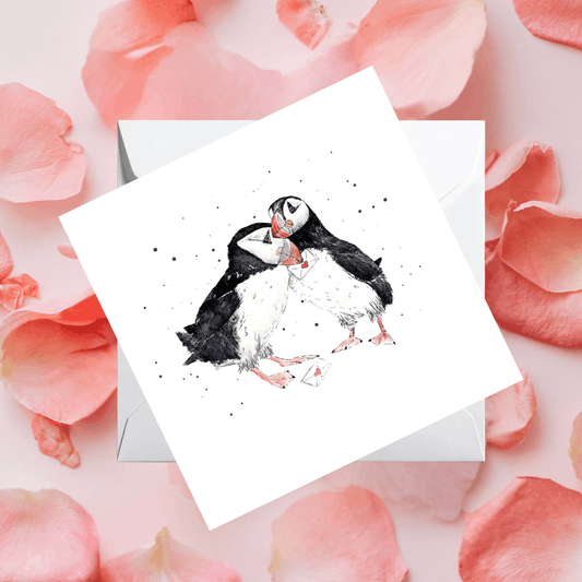 Watercolour Puffins Love Letters From The Wild Card