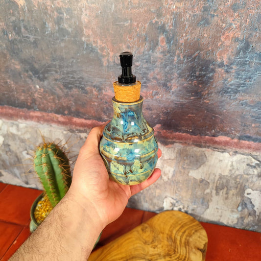 Ridged Handmade Ceramic Soap Dispenser