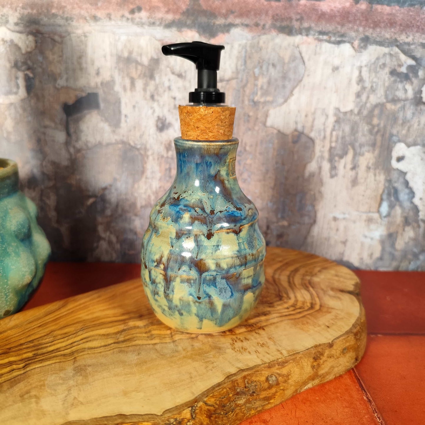 Ridged Handmade Ceramic Soap Dispenser
