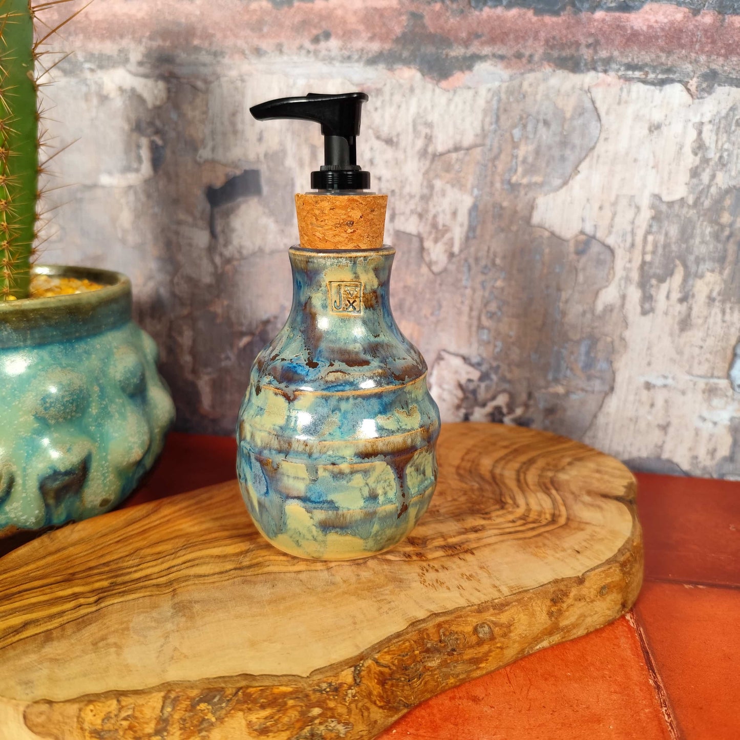 Ridged Handmade Ceramic Soap Dispenser