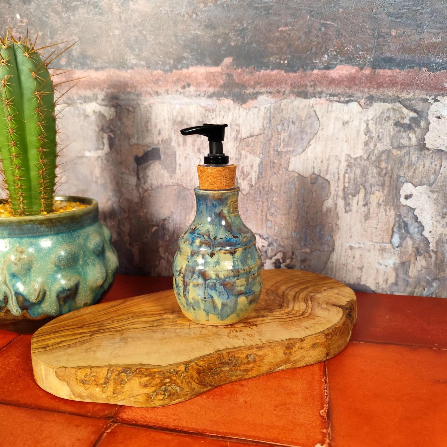Ridged Handmade Ceramic Soap Dispenser