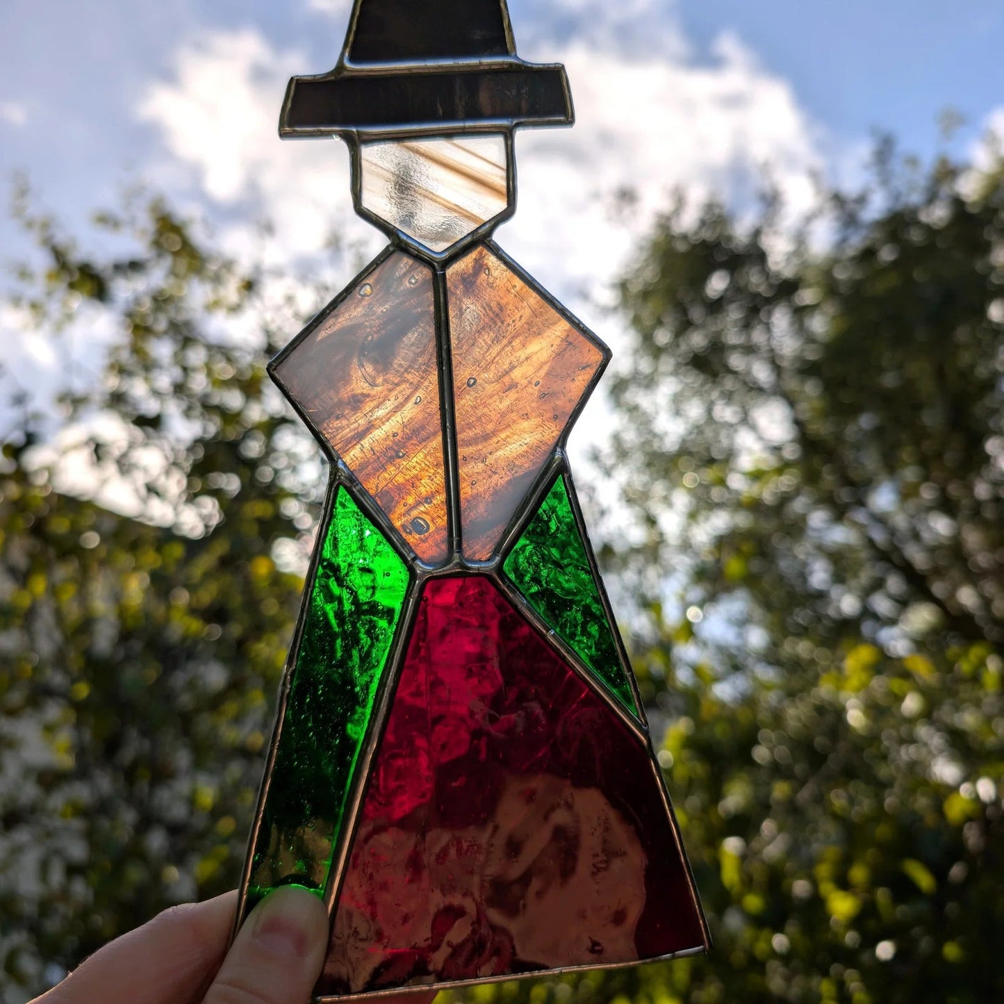 medium stained glass art, handmade in Wales, perfect gift for her or Welsh home décor.