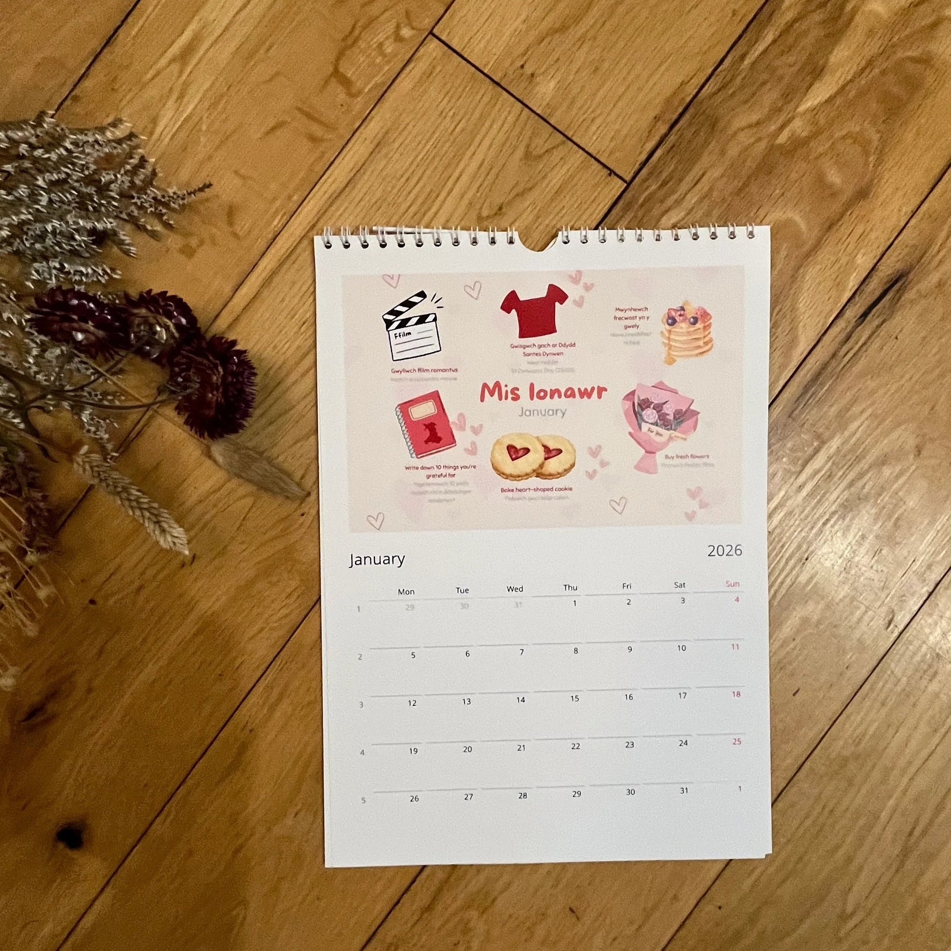 Welsh learners calendar, perfect christmas gift made in Wales